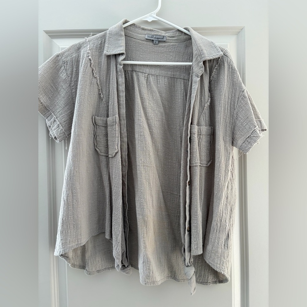 Elegant Gray Button-Down Shirt for Women